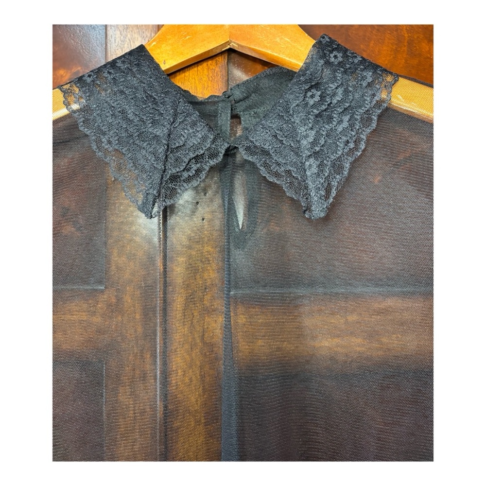 EUC Anthropologie Sheer Top in Black  Size Small* - Picture 4 of 5